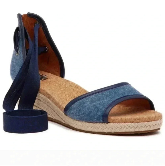 UGG Shoes - UGG AMELL MARINO BLUE COLOR ANKLE WRAP STRAPPY WEDGE SIZE 6.5 US